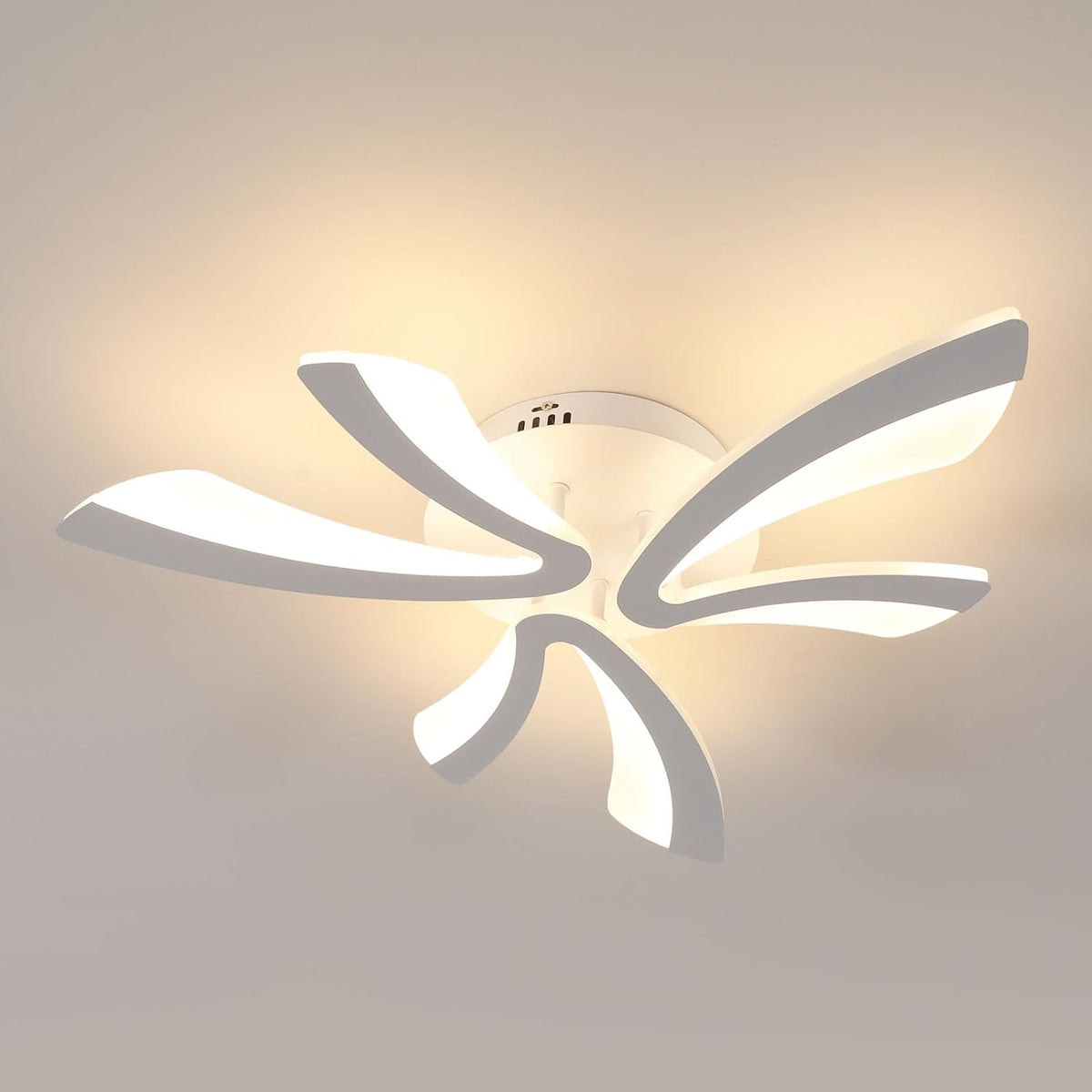 Plafoniera moderna a LED, plafoniera dal design creativo a V da 36W 4000LM, lampada da soffitto in acrilico bianco per camera da letto, soggiorno, ristorante, cucina, bianco caldo 3000K 