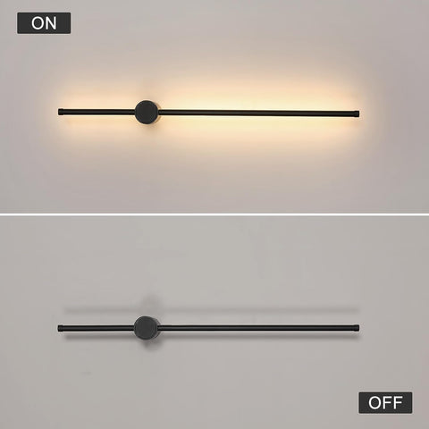 Lampada da parete moderna a LED a forma di linea Girevole a 360 ° Bianco caldo 3000K per soggiorno, camera da letto, corridoio, ingresso Nero 80 cm
