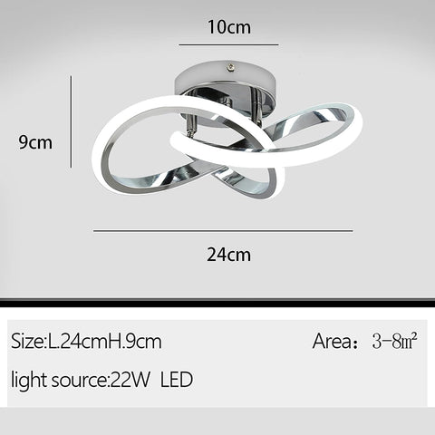 Plafoniera a LED, plafoniera semplice e alla moda, argento, luce bianca 6500K, 22W