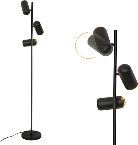 Lampada da terra minimalista in ferro battuto (3 teste nere, cavo da 1,8 m) - attacchi GU10, senza lampadina