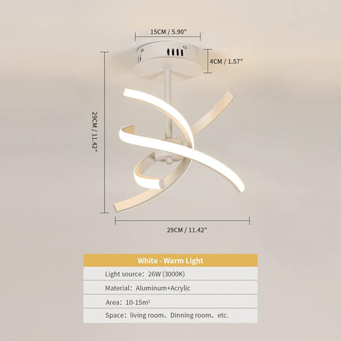 Plafoniera a LED, moderna lampada da soffitto in acrilico creativo da 28 W, luce bianca calda 3000 K, per soggiorno, camera da letto, cucina, sala da pranzo, corridoio.