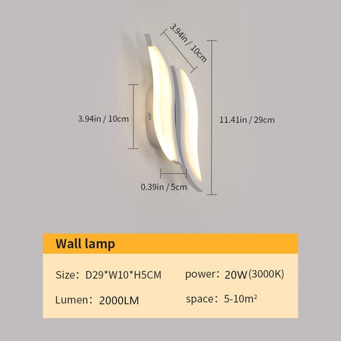 Applique da parete a LED per interni, moderna lampada da parete 20W 2300LM, lampada da parete in acrilico per soggiorno, camera da letto, scale, luce bianca calda 3000K, colore bianco