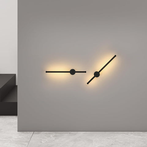 Lampada da parete moderna a LED a forma di linea Girevole a 360 ° Bianco caldo 3000K per soggiorno, camera da letto, corridoio, ingresso Nero 40 cm