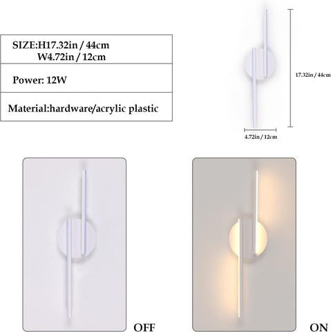 Lampada da parete a LED moderna per interni, applique in alluminio per soggiorno corridoio bagno scala luce notturna (bianca) luce calda 3000K