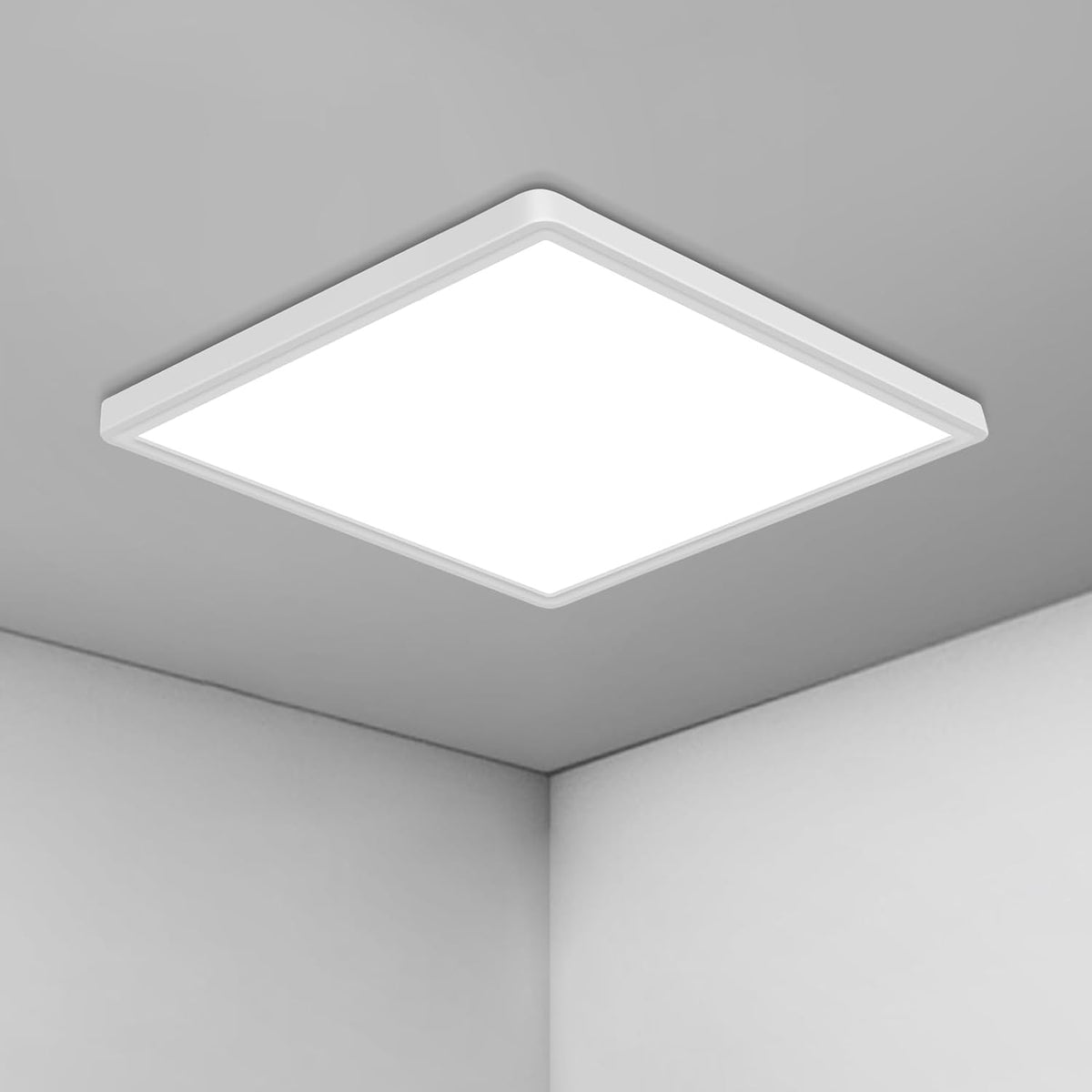 Lámpara de techo LED moderna ultrafina - Cuadrada 30 cm, blanca, 36 W, luz blanca - Perfecta para salón y dormitorio