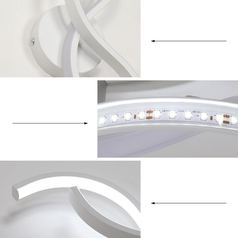 Applique moderna minimalista in alluminio bianco 41x14x6,5 cm - Luce bianca 6500K, 220V
