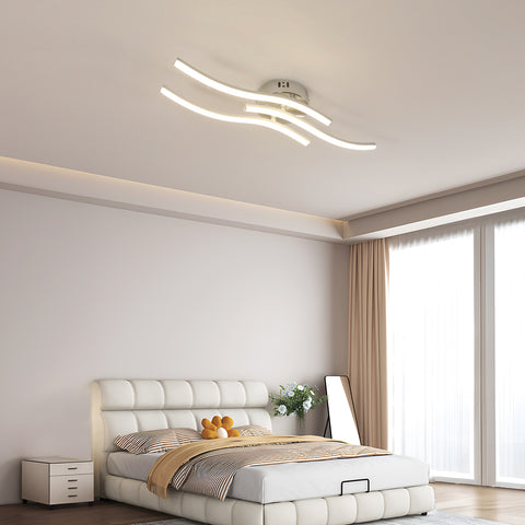 Plafoniera LED moderna con tre onde parallele - Lampadario argento, 18W 60*12cm, luce calda 3000K, 220V