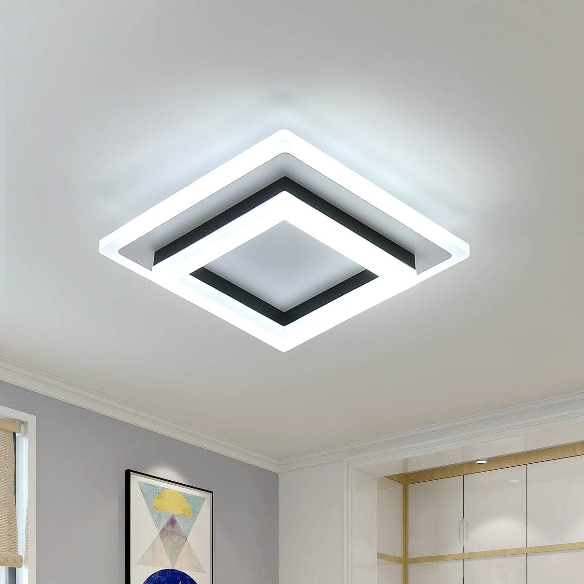 Plafoniera a LED quadrata da 24 W, lampada da soffitto in acrilico, plafoniera moderna a LED per soggiorno, camera da letto, cucina, corridoio 6000K