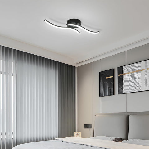 Plafoniera LED moderna da 12 W, luce bianca fredda 6500 K, design a 2 barre parallele, 60 x 12 cm, ideale per camera da letto e soggiorno.