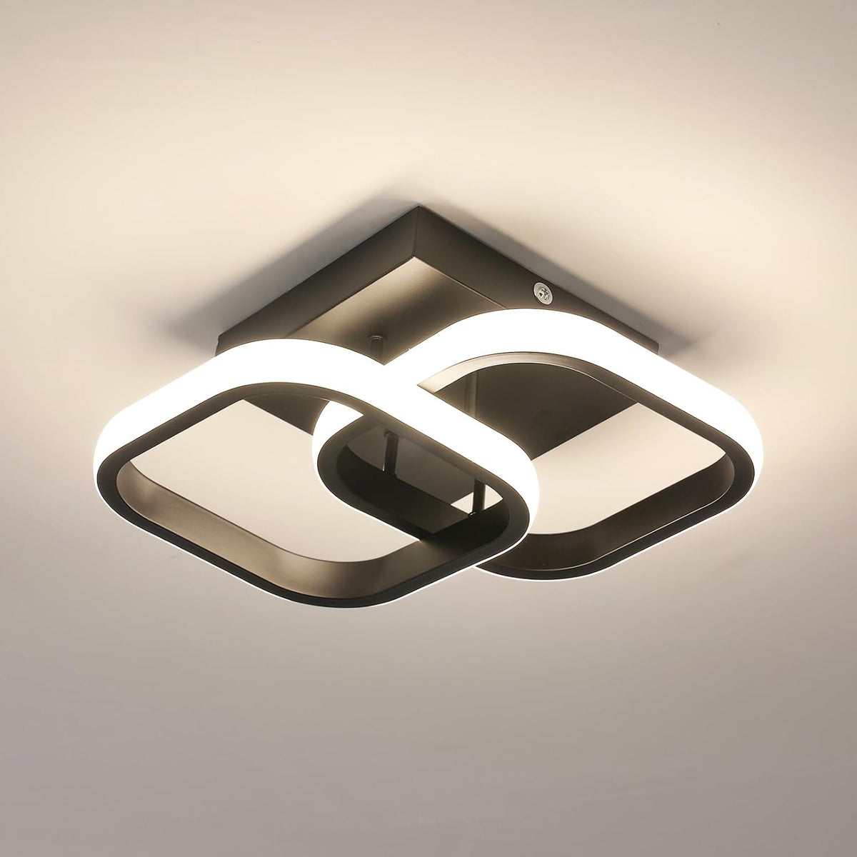 Plafoniera moderna a LED, lampada da soffitto in acrilico 4500K luce naturale, lampada quadrata plafoniera nera per camera da letto soggiorno cucina corridoio 