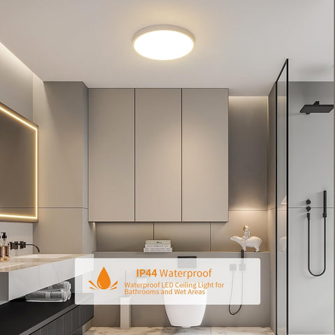 Plafoniera LED Ø30cm 24W 2160LM Lampada da soffitto IP44 LED Plafoniera da bagno per camera da letto, bagno, cucina, corridoio, balcone 4500K Luce bianca neutra