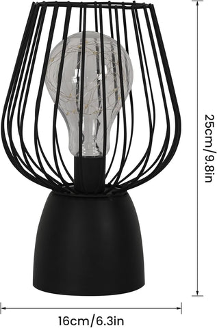 Lampada da comodino a gabbia, lampada da tavolo cava, LED a luce calda 3000K - Lampada da tavolo portatile senza fili (senza batteria)