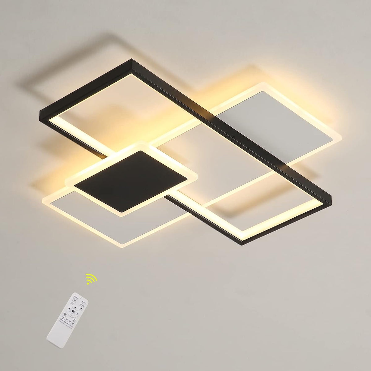 Moderna plafoniera a LED, illuminazione a soffitto a LED dimmerabile 2700K-6500K con telecomando, lampada da soffitto in bianco e nero da 50 cm per soggiorno, camera da letto, ufficio (220 V, 46 W) 