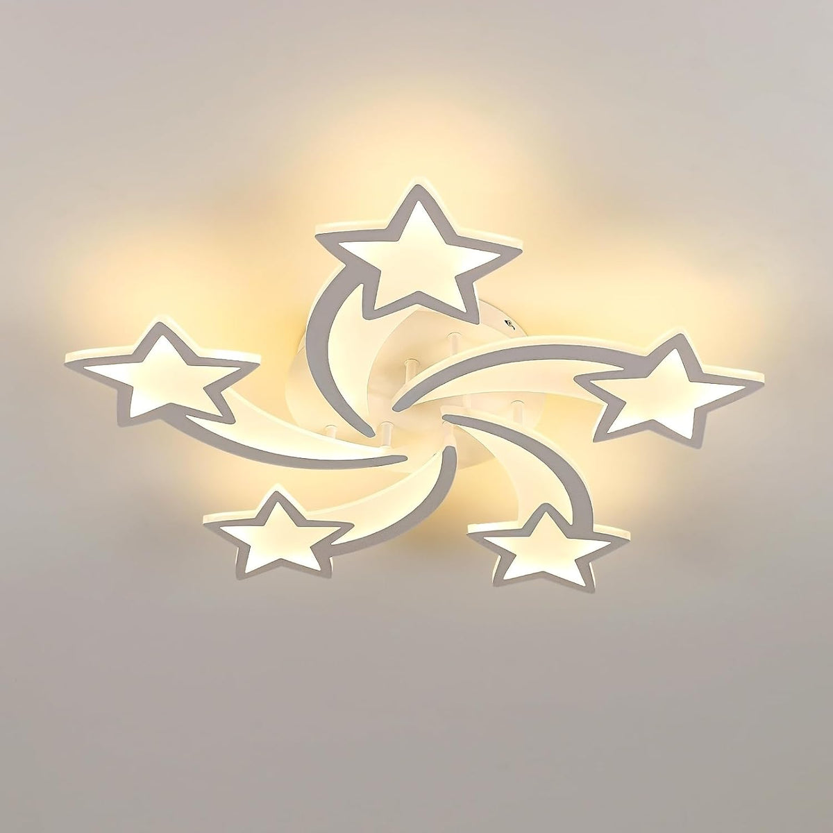 Plafoniera a LED, lampada da soffitto moderna a forma di stella in acrilico 60W 6700LM, luce bianca calda 3000K, plafoniera a LED per soggiorno, camera da letto per bambini (Bianco, Dia. 65CM)