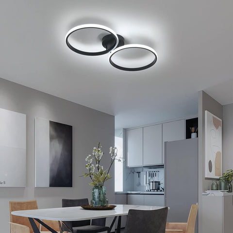 Plafoniera a LED, moderna plafoniera da 42 W, plafoniera a LED a doppio anello, plafoniera in acrilico nero per camera da letto, soggiorno, ufficio