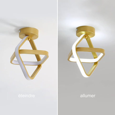 Plafoniera a LED da 22 W, moderna lampada da soffitto in metallo, plafoniera quadrata dorata per soggiorno, sala da pranzo, camera da letto, luce bianca fredda 6000 K.