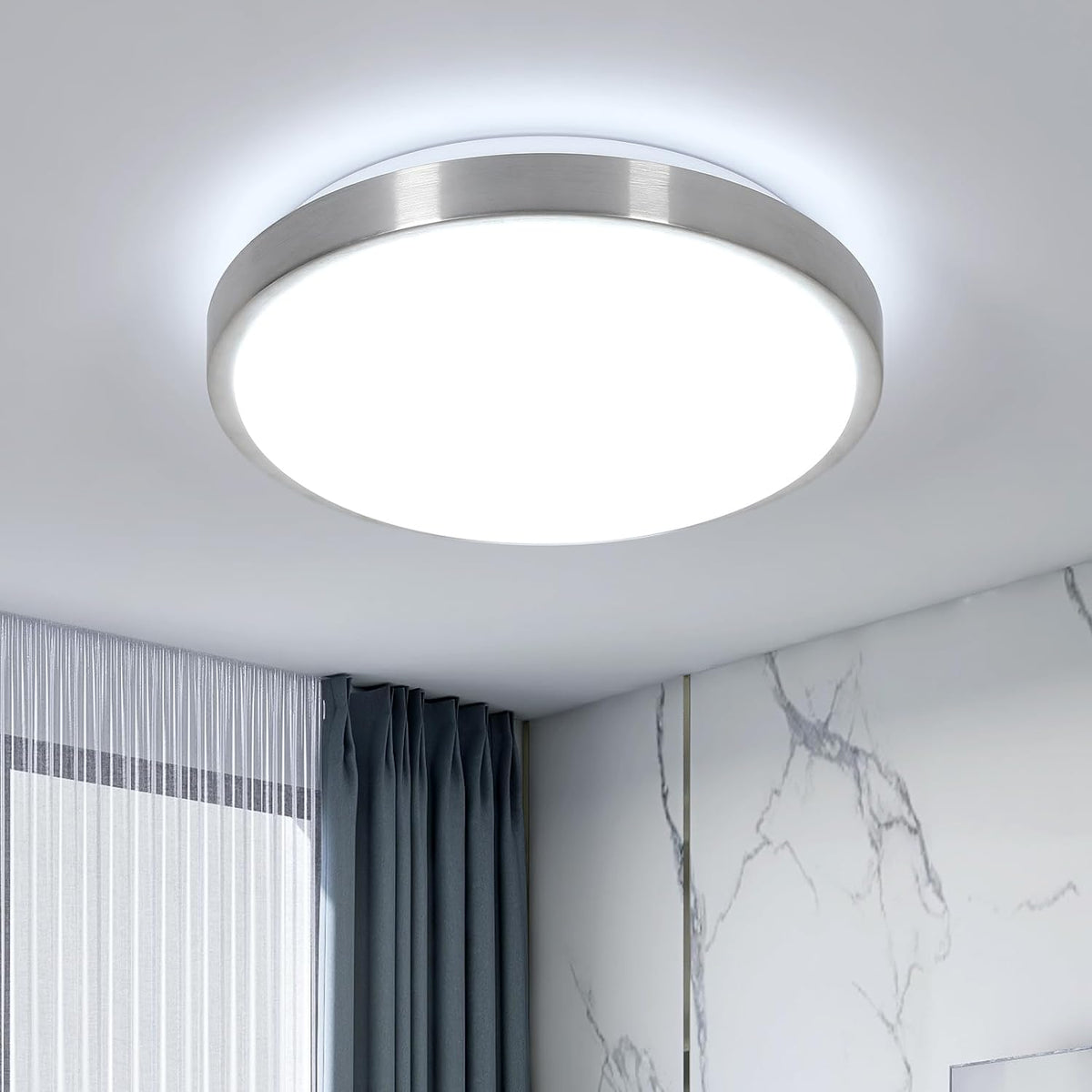 Plafoniera moderna a LED 24W 2700LM, lampada da soffitto rotonda bianca 6500K luce bianca fredda, plafoniera in alluminio diametro 25 cm per bagno camera da letto cucina soggiorno 