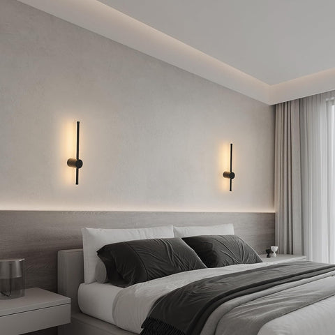Lampada da parete moderna a LED a forma di linea Girevole a 360 ° Bianco caldo 3000K per soggiorno, camera da letto, corridoio, ingresso Nero 40 cm