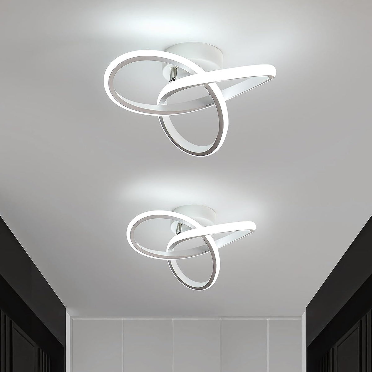 Moderna plafoniera a LED, lampada da soffitto da 22 W, design a forma di fiore, plafoniera a LED per camera da letto, cucina, soggiorno, corridoio, sala da pranzo, balcone (2 pacchi luce bianca fredda 6500 K)