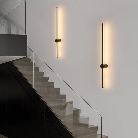 Lampada da parete moderna a LED a forma di linea Girevole a 360 ° Bianco caldo 3000K per soggiorno, camera da letto, corridoio, ingresso Nero 100 cm