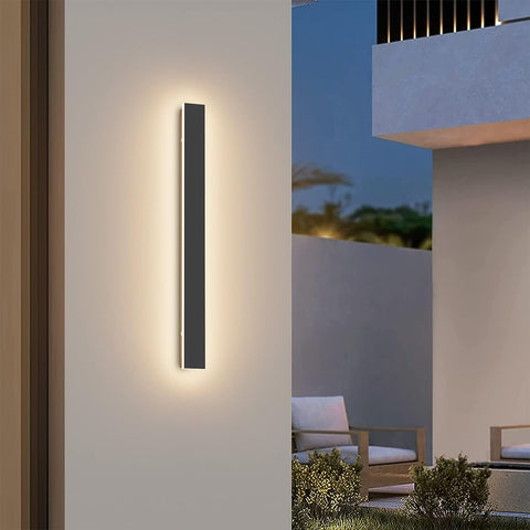 Lampada da parete per esterni a LED, lampada da parete nera minimalista impermeabile, luce calda 3000K, 12W, protezione IP65, materiale acrilico e ferro, per illuminazione interna ed esterna