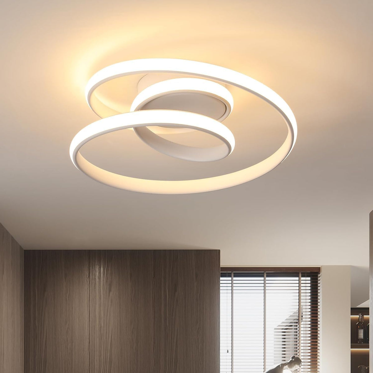 Lampa sufitowa LED, 36W 4000LM Nowoczesna lampa sufitowa Biała 3000K, Kreatywny żyrandol LED Lampa sufitowa Okrągły kształt spirali do salonu Sypialnia Kuchnia Przedpokój