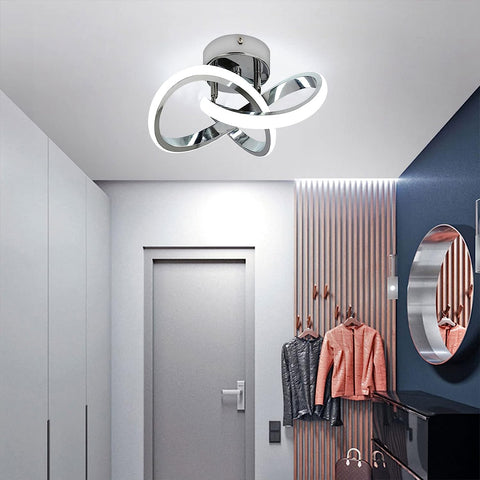Plafoniera a LED, plafoniera semplice e alla moda, argento, luce bianca 6500K, 22W