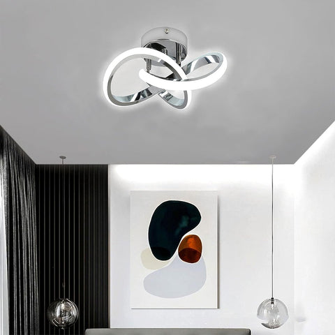 Plafoniera a LED, plafoniera semplice e alla moda, argento, luce bianca 6500K, 22W
