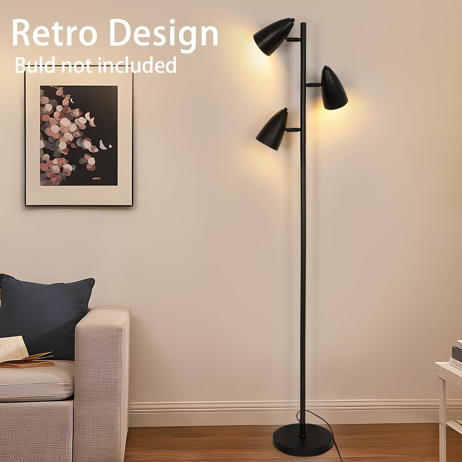 Lampadaire Sur Pied Pivotant Noir Lampe Sur Pied De Salon Chambre Douille E27 lampe