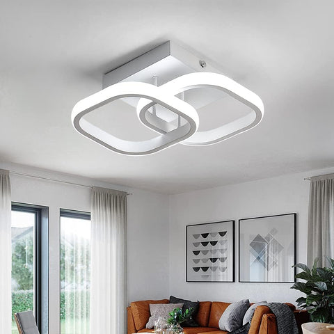 Plafoniera a LED da 24 W, design moderno, lampada da soffitto a cerchio quadrato per cucina, sala da pranzo, camera da letto, corridoio, ingresso, balcone, confezione da 2, bianco freddo 6000 K. 