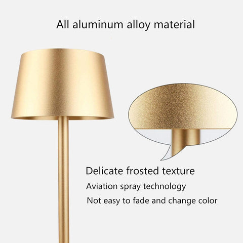 Lampada da tavolo ricaricabile, lampada da comodino senza fili, lampada da tavolo senza fili, lampada da tavolo a LED, classe di protezione IP54, adatta per giardino/tavolo/comodino oro
