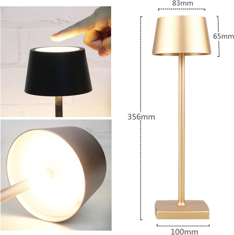 Lampada da tavolo ricaricabile, lampada da comodino senza fili, lampada da tavolo senza fili, lampada da tavolo a LED, classe di protezione IP54, adatta per giardino/tavolo/comodino oro
