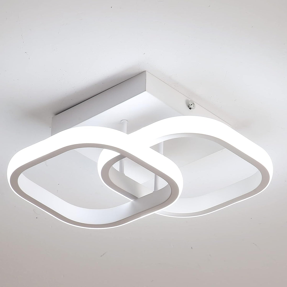 Plafoniera a LED da 22W Lampada da soffitto a cerchio quadrato design moderno per cucina Sala da pranzo Camera da letto Corridoio Ingresso Balcone Bianco freddo 6000K 