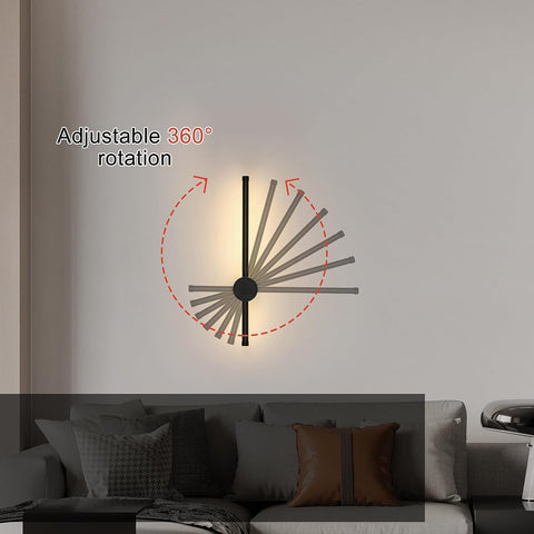 Lampada da parete moderna a LED a forma di linea Girevole a 360 ° Bianco caldo 3000K per soggiorno, camera da letto, corridoio, ingresso Nero 40 cm