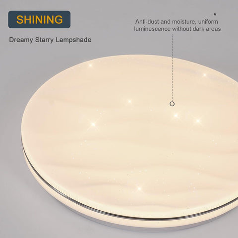 Plafoniera a Led Stellata, Lampada da Soffitto 24W per Cameretta Bambini Bianco Neutro 4000K, Lampadario a Led Plafoniera Moderna Rotonda per Cucina Corridoio Camera da Letto Bagno