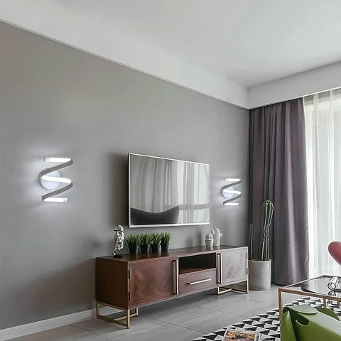 Applique a LED a spirale, moderna lampada da parete da 18 W, bianco freddo 6500 K, per camera da letto, ufficio, corridoio