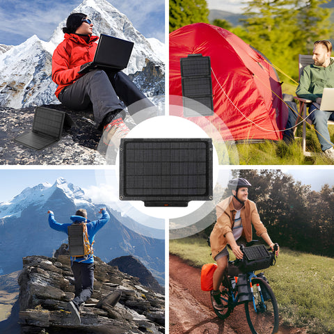 Borsa solare pieghevole leggera in silicio monocristallino nero, sconto del 30%, interfaccia di uscita USB da 21 W.