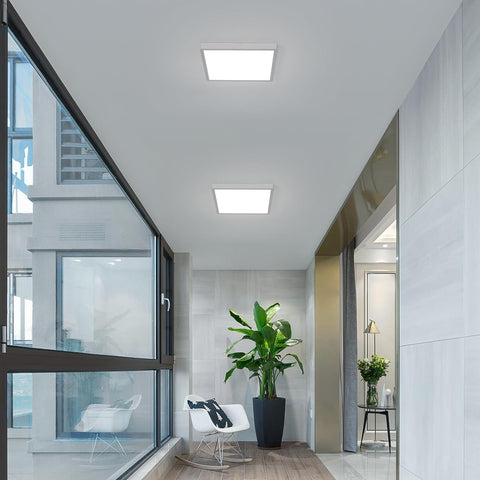 Plafoniera LED moderna ultrasottile - Quadrata 30 cm, Bianca, 36 W, Luce bianca - Perfetta per soggiorno e camera da letto