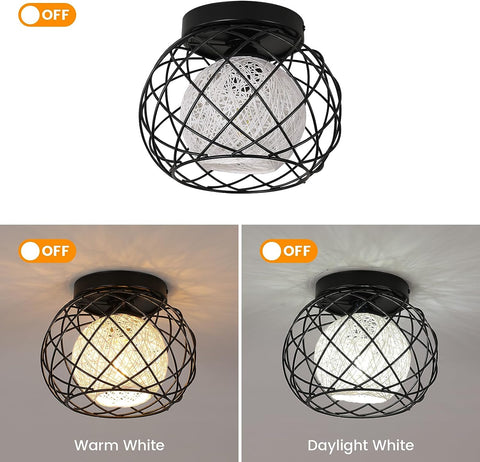 Plafoniera vintage E27, plafoniera industriale, lampada a sospensione a gabbia in metallo nero per soggiorno cucina camera da letto bar caffetteria 