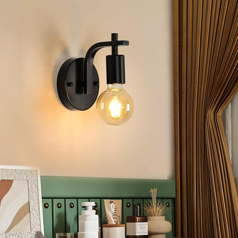 4 confezioni - Applique in metallo nero - Lampada a sospensione per interni con attacco E27 (senza lampadina) - per ingresso camera da letto