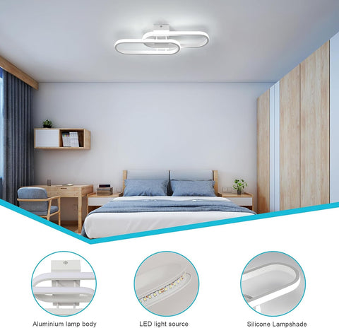 Plafoniera LED 32W 3600LM, Plafoniera Moderna, Lampada da Soffitto in Acrilico per Soggiorno Camera da Letto Cucina Bagno Corridoio Balcone 50cm (Bianco) Luce Bianca Fredda 6500K 