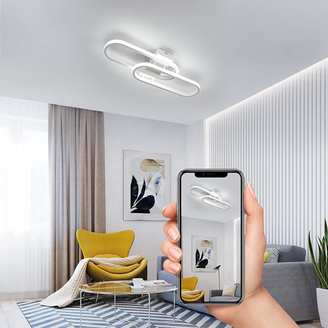 Plafoniera LED 32W 3600LM, Plafoniera Moderna, Lampada da Soffitto in Acrilico per Soggiorno Camera da Letto Cucina Bagno Corridoio Balcone 50cm (Bianco) Luce Bianca Fredda 6500K 