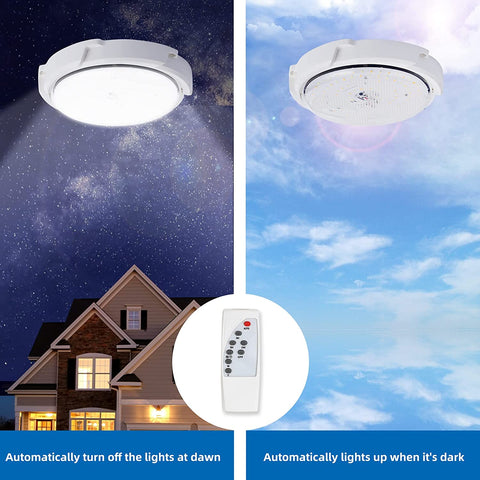 Lampada Solare da Esterno da Soffitto con Telecomando, Illuminazione Solare Impermeabile IP54 per Giardino, 80W, Temperatura Colore Regolabile 3000K/4500K/6000K