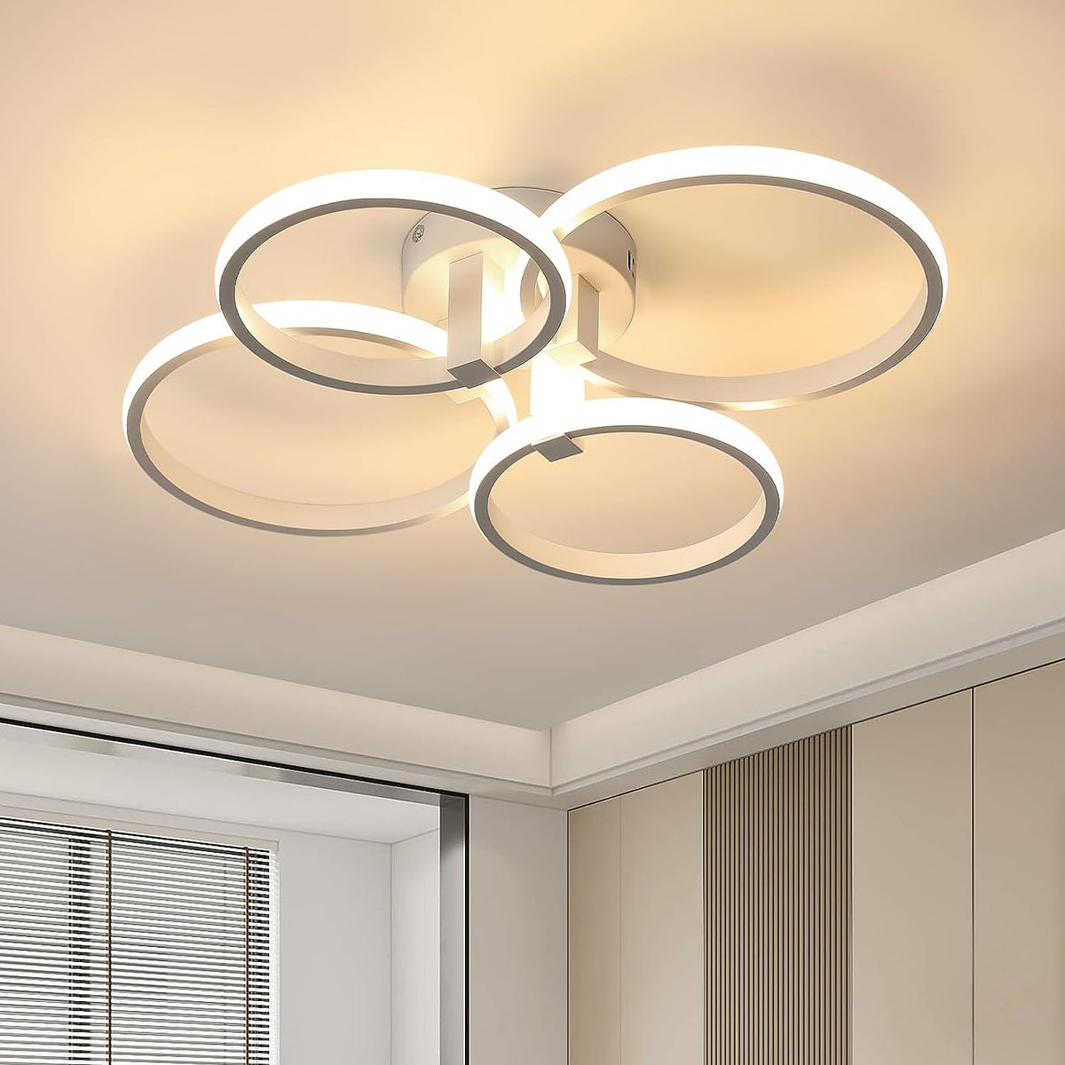 Lámpara de techo LED moderna, lámpara de techo redonda de 48 W 5400 lm, lámpara de techo de aluminio blanco, luz de techo de anillo para sala de estar, dormitorio, comedor, cocina, luz cálida de 3000 K