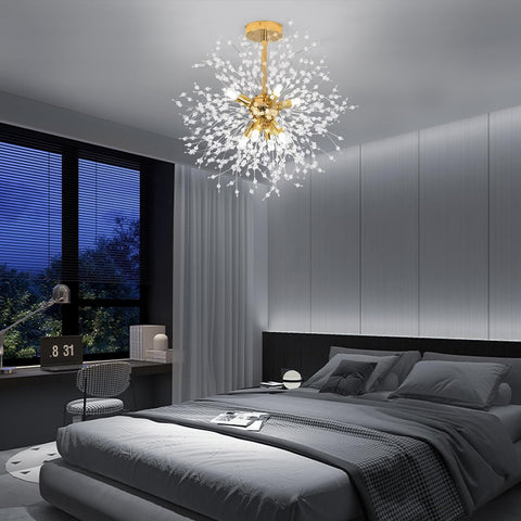 Lampadari moderni in cristallo a plafoniera, lampadario con fuochi d'artificio dorati, plafoniere in cristallo K9, 8 apparecchi di illuminazione G9 lampade dorate per soggiorno, camera da letto, sala da pranzo, corridoio