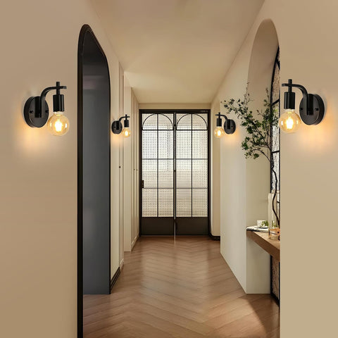 4 confezioni - Applique in metallo nero - Lampada a sospensione per interni con attacco E27 (senza lampadina) - per ingresso camera da letto