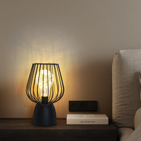 Lampada da comodino a gabbia, lampada da tavolo cava, LED a luce calda 3000K - Lampada da tavolo portatile senza fili (senza batteria)