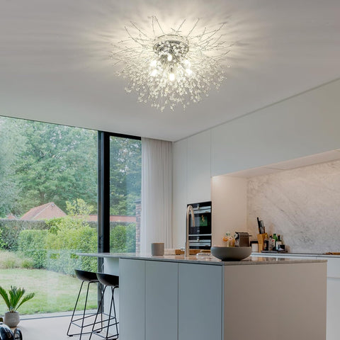 Lampadari in cristallo da soffitto, Plafoniera in cristallo a 6 luci G9, Lampadari con fuochi d'artificio Cristalli K9, Lampada da soffitto moderna per soggiorno, camera da letto, sala da pranzo, cucina, corridoio (lampadina non inclusa)