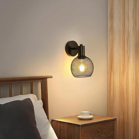 Applique da parete in metallo per interni, lampada da lettura da comodino in ferro, attacco E27 per soggiorno, camera da letto, ufficio (senza lampadina)