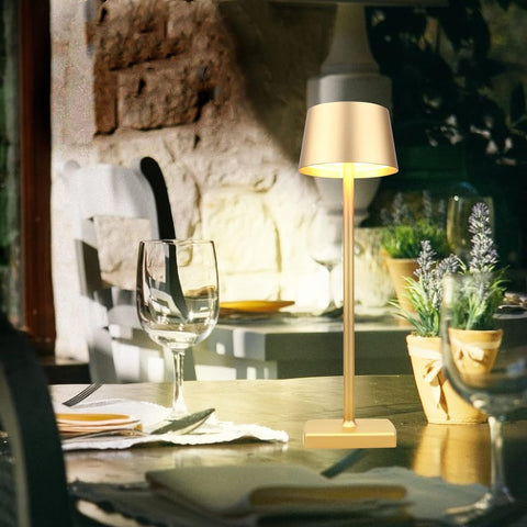 Lampada da tavolo ricaricabile, lampada da comodino senza fili, lampada da tavolo senza fili, lampada da tavolo a LED, classe di protezione IP54, adatta per giardino/tavolo/comodino oro